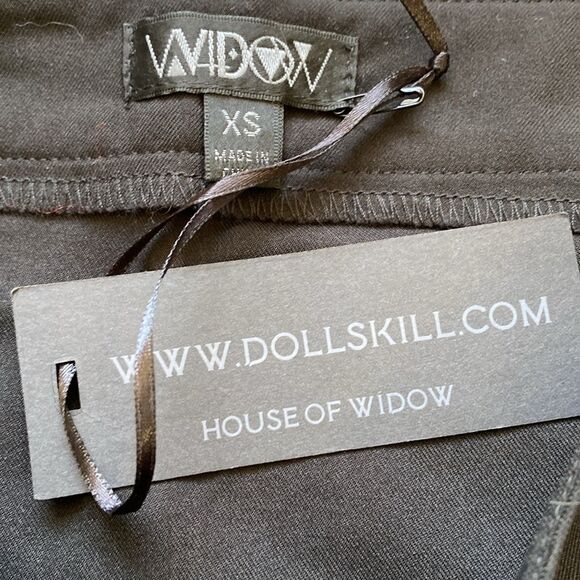 Dolls Kill Brand Widow Black Mini Skirt with Faux Leather Side Buckle Accents - Picture 2 of 3